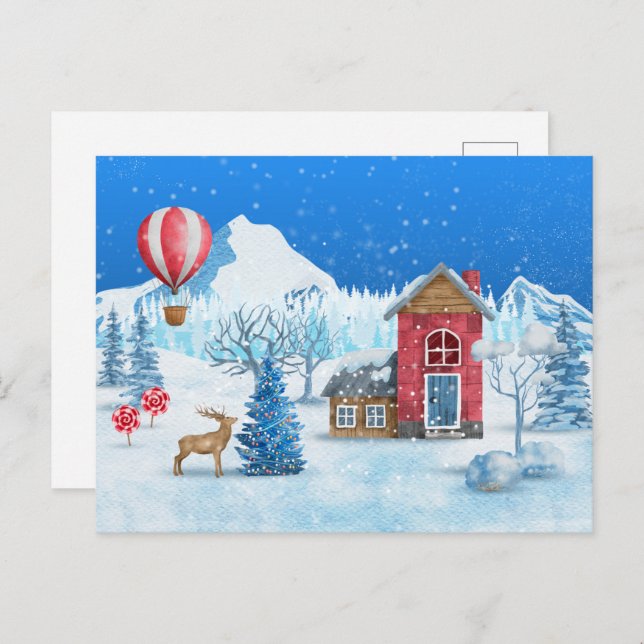 Card (10,8 x 14,2 cm) - Christmas Scene Postkarte (Vorne/Hinten)