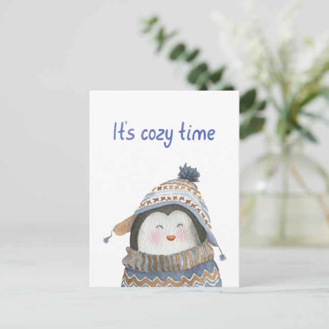 Card (10,8 x 14,2 cm) - Little Penguin Postkarte (Stehend Vorderseite)