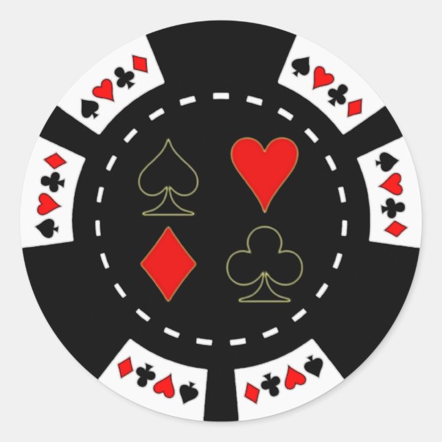 Card-Anzug Poker-Chip Runder Aufkleber (Vorderseite)
