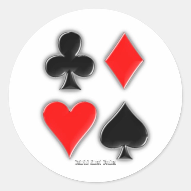 Card-Anzug Runder Aufkleber (Vorderseite)