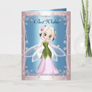 Card Blue Pink Fairy Karte