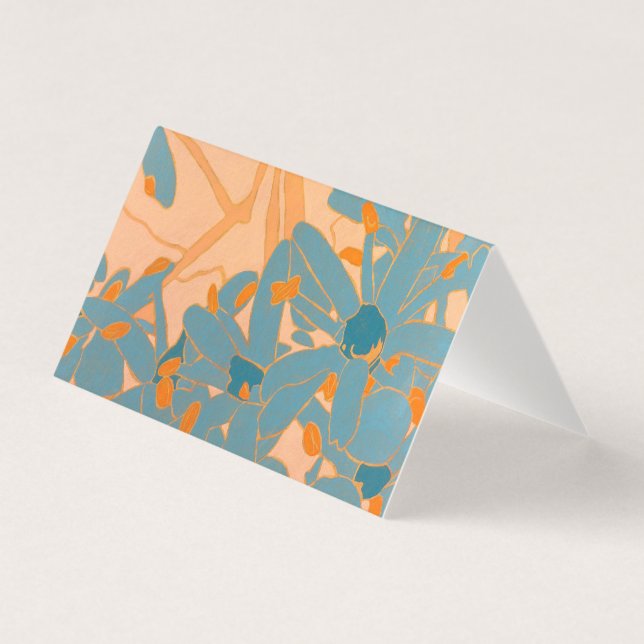 Card Contemporary Leaf Design in Peach (Vorderseite)