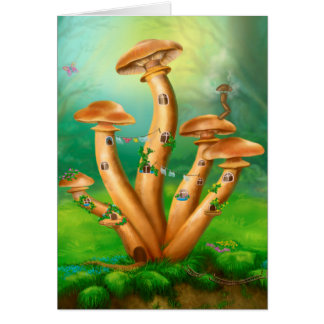 Card Fantasie Pilze Honig agarics im Haus