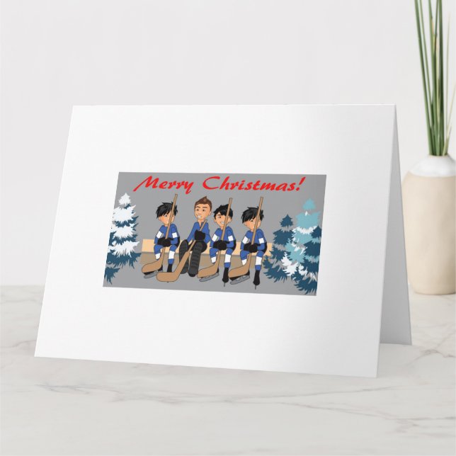 Card für Urlaub Lass uns hoch gehen, Hockey spiele Karte (Vorderseite)