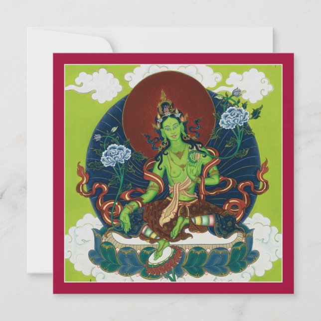 CARD Green Tara - Quadratkarte mit Umschlag (Vorderseite)