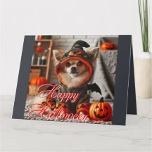 Card Halloween ein kleiner Hund