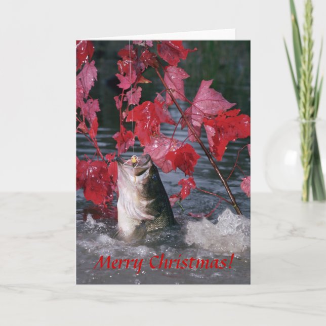 Card / Largemouth Bass Frohe Weihnachten! Feiertagskarte (Vorderseite)