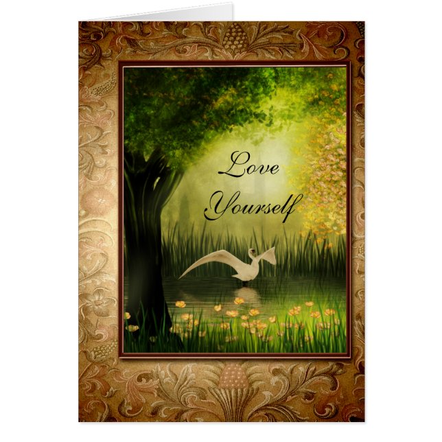 Card Liebe Sie selbst Gold Frame Bird auf See (Vorne)