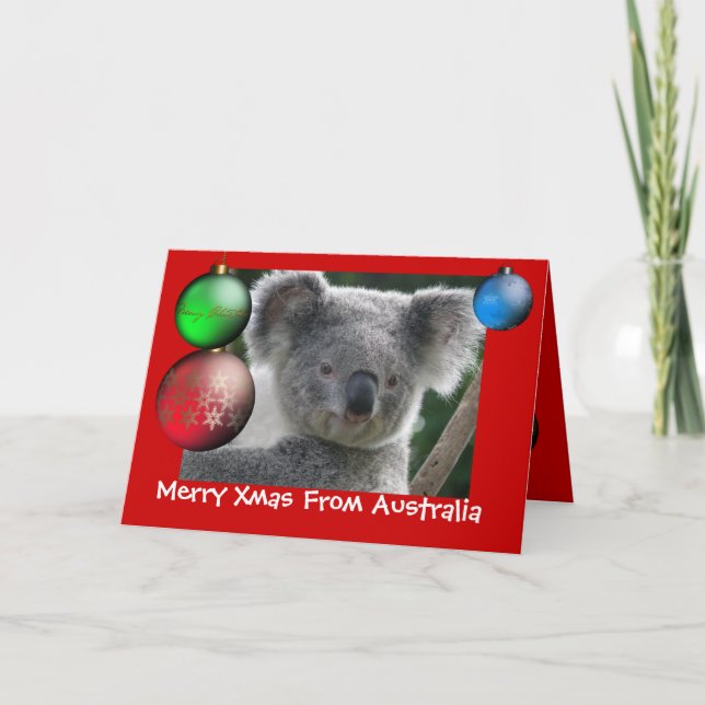 Card Merry Xmas aus Australien Koala Feiertagskarte (Vorderseite)