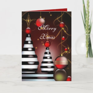 Card Merry Xmas Red Balls Feiertagskarte