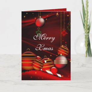 Card Merry Xmas Red Balls Feiertagskarte