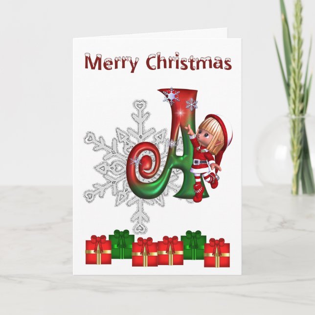 Card Monogram Christmas A Feiertagskarte (Vorderseite)