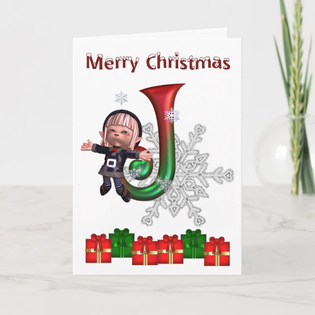 Card Monogram Christmas J Feiertagskarte (Vorderseite)