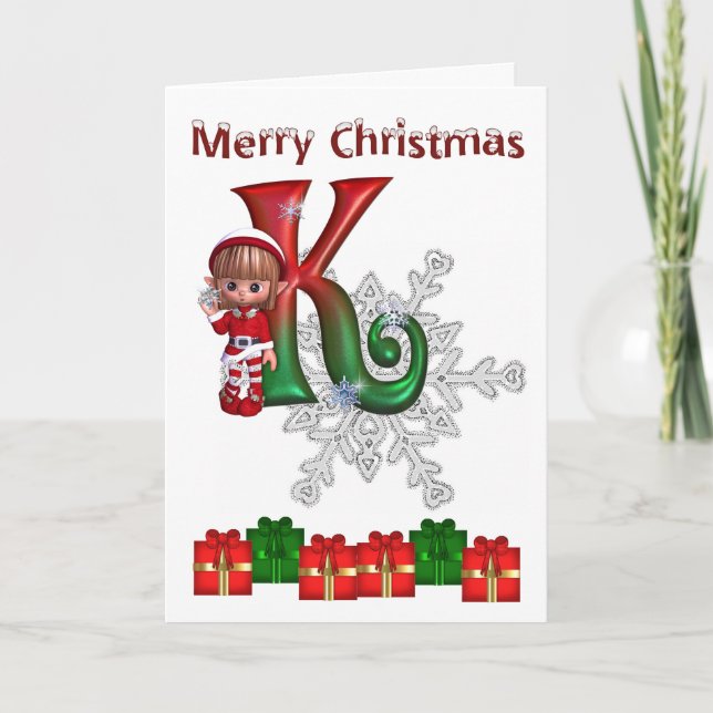 Card Monogram Christmas K Feiertagskarte (Vorderseite)