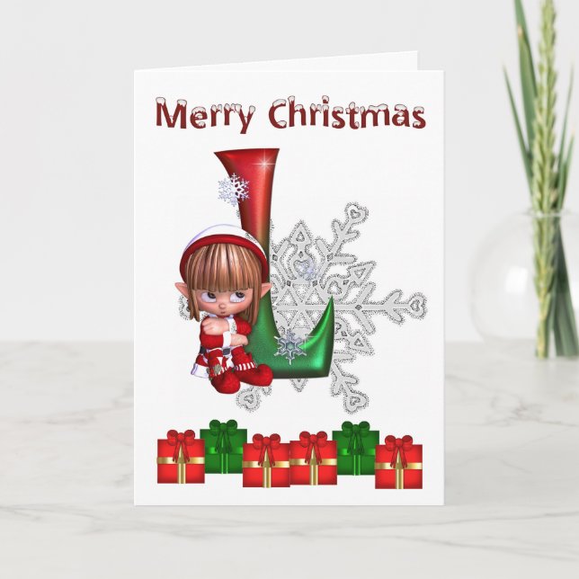Card Monogram Christmas L Feiertagskarte (Vorderseite)
