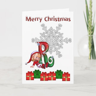 Card Monogram Christmas R Feiertagskarte