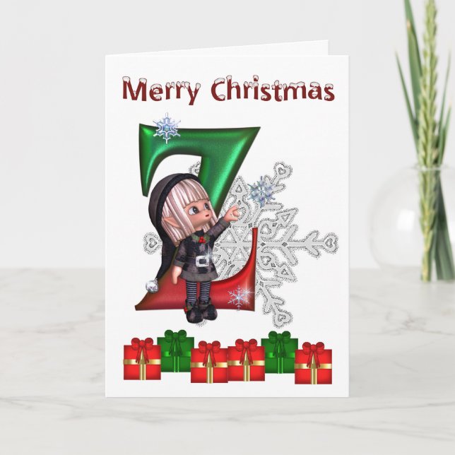 Card Monogram Christmas Z Feiertagskarte (Vorderseite)