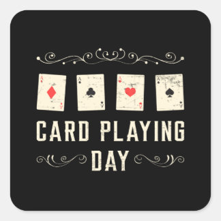 Card Playing Day Cards Poker Casino Game Ace Gift Quadratischer Aufkleber