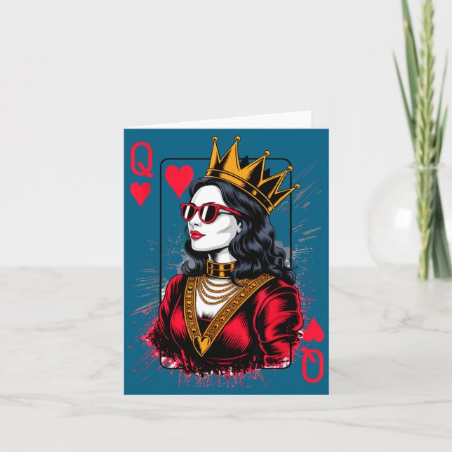 Card Queen Valentines Hearts Nation Karte (Vorderseite)