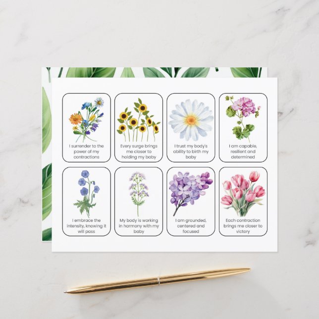 Card Set mit 8 Kindergeburtserklärungen (Vorderseite/Rückseite Beispiel)