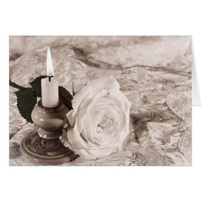 Card with an antike Rose and Candle (Vorderseite (Horizontal))