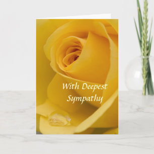 CARD - With Deepest Sympathy Yellow Rose with Rain Karte