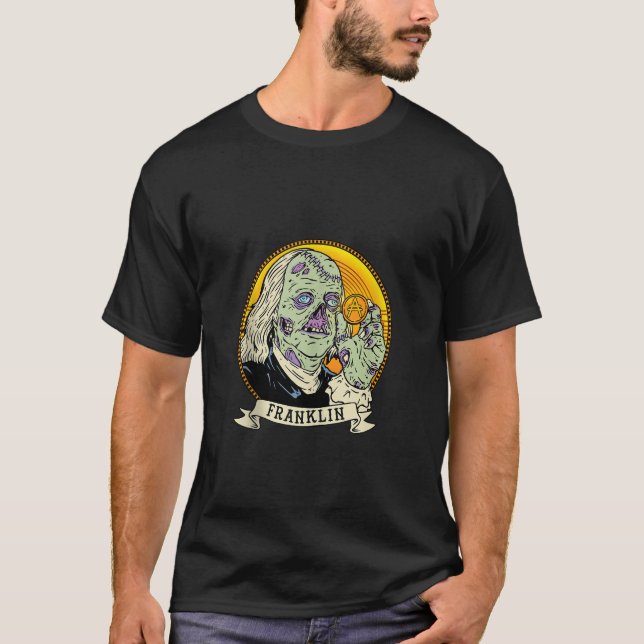 Cardano Zombie Dollar Ben Franklin Hodl ADA Crypto T-Shirt (Vorderseite)