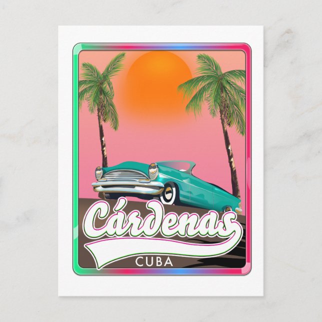 Cárdenas Cuba Vintage Reiseplakat Postkarte (Vorderseite)