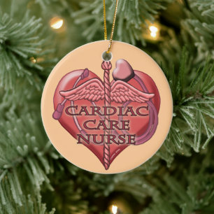 Cardiac Care Nurse Caduceus Ornament