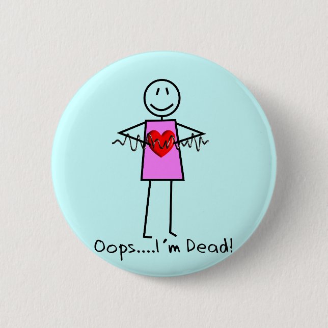 Cardiac Nurse Gifts Stick Person Design V-Fib Button (Vorderseite)