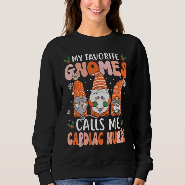 Cardiac Nurse Groovy Christmas Gnome Nurse Sweatshirt (Vorderseite)