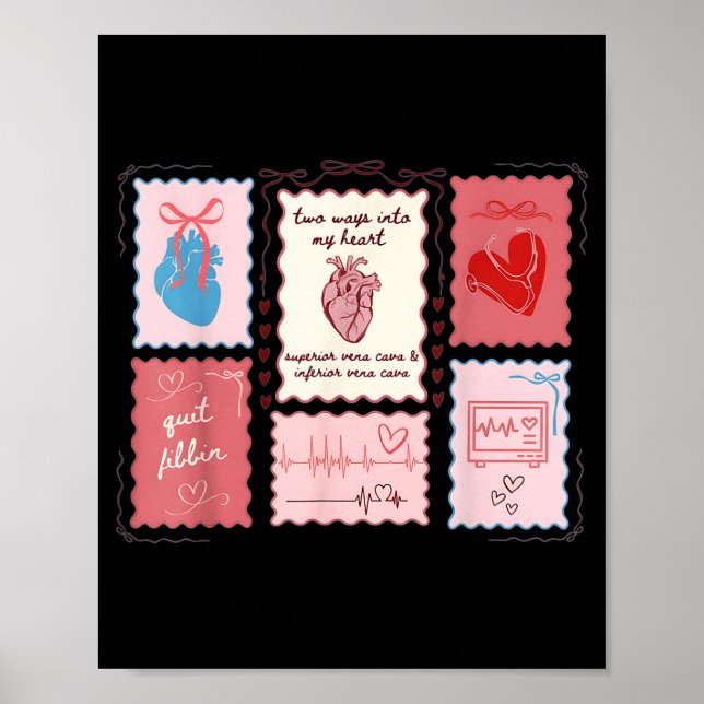 Cardiac Nurse Scalloped Stamp Heart Anatomy Coquet Poster (Vorne)