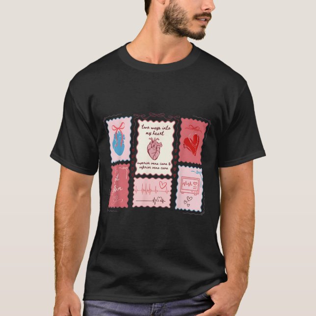 Cardiac Nurse Scalloped Stamp Heart Anatomy Coquet T-Shirt (Vorderseite)