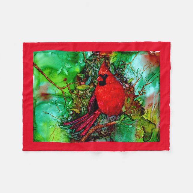 Cardianl im Baum Fleecedecke (Vorderseite (Horizontal))