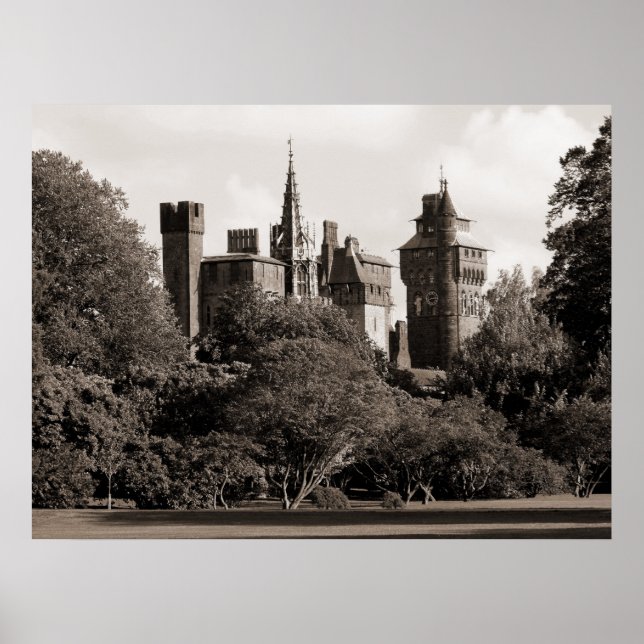 Cardiff Castle II - Sepia Poster (Vorne)