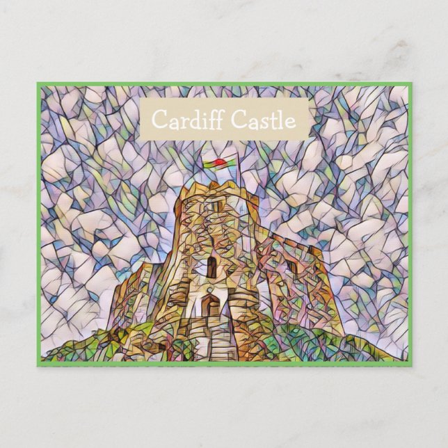 Cardiff Castle, Wales, UK Mosaic Effect Postcard Postkarte (Vorderseite)