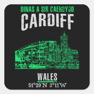 Cardiff Quadratischer Aufkleber