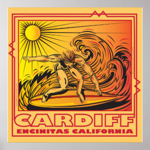 CARDIFF VOM MEER ENCINITAS KALIFORNIEN SURFEN POSTER