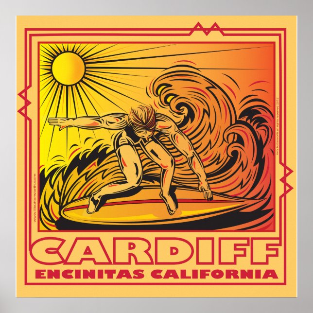 CARDIFF VOM MEER ENCINITAS KALIFORNIEN SURFEN POSTER (Vorne)