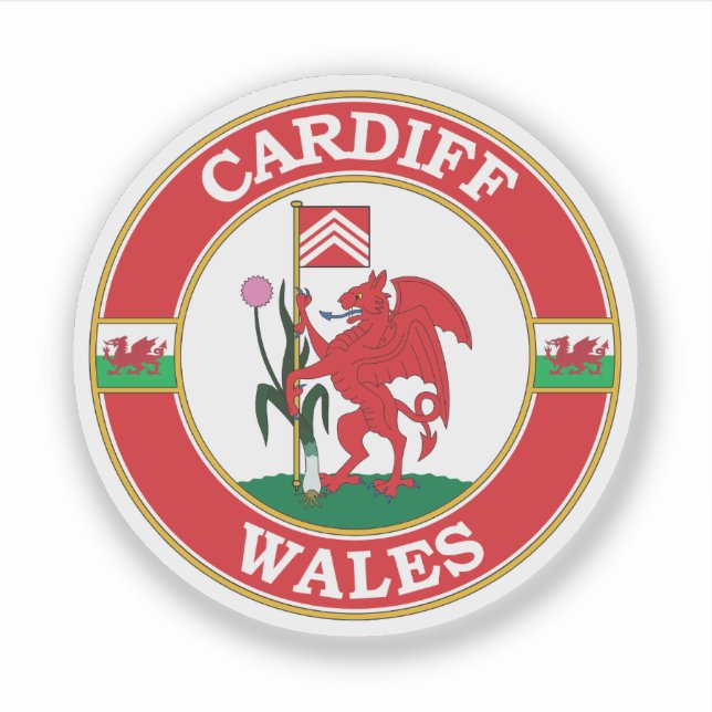 Cardiff Wales Circle Emblem Aufkleber (Vorderseite)