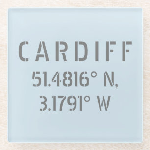 Cardiff Wales Latitude & Longitude Glasuntersetzer