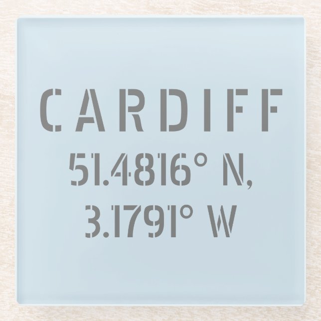 Cardiff Wales Latitude & Longitude Glasuntersetzer (Vorderseite)