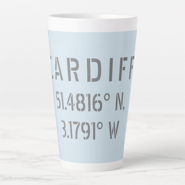 Cardiff Wales Latitude & Longitude Milchtasse (Vorderseite)