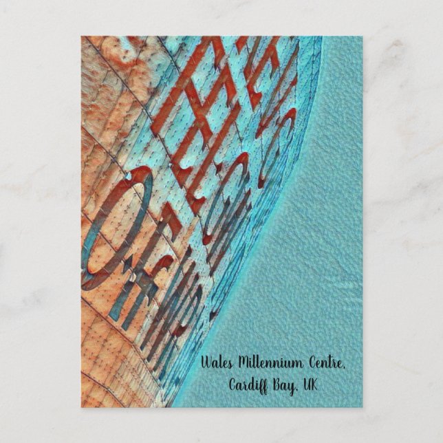 Cardiff Wales Millennium Center Celtic Text künstl Postkarte (Vorderseite)