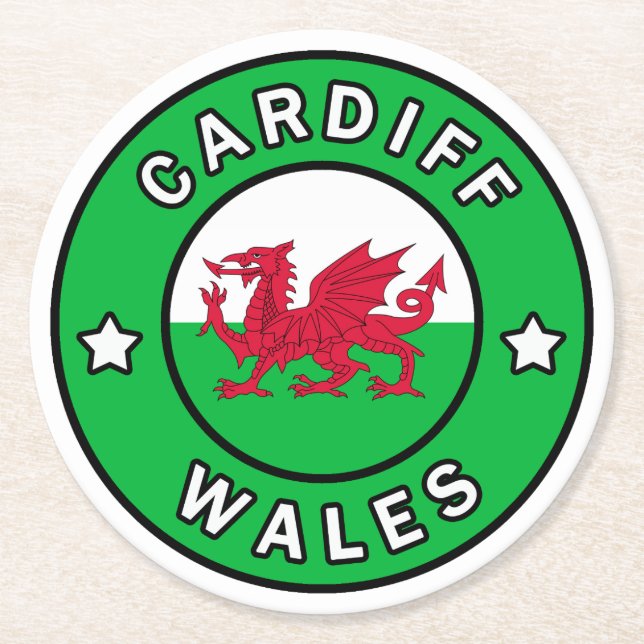 Cardiff Wales Runder Pappuntersetzer (Vorderseite)