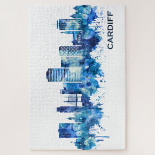 Cardiff Wales Skyline Blue Puzzle