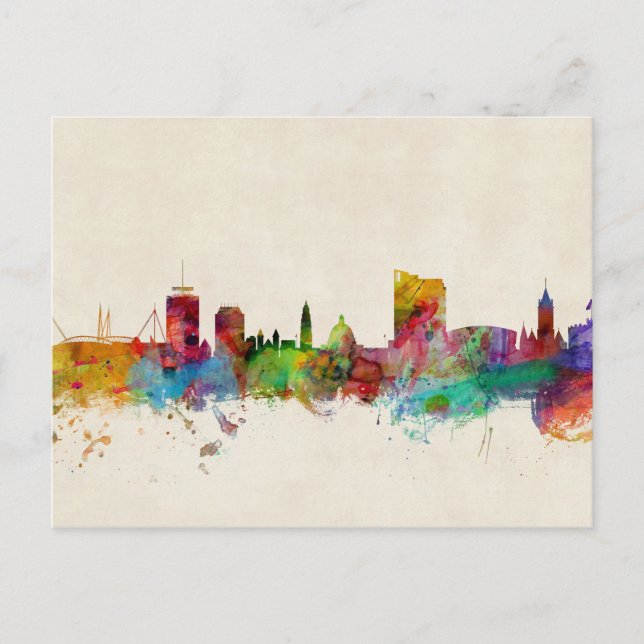Cardiff Wales Skyline Postkarte (Vorderseite)