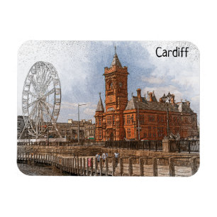 Cardiff Wales UK Vintage Travel Magnet