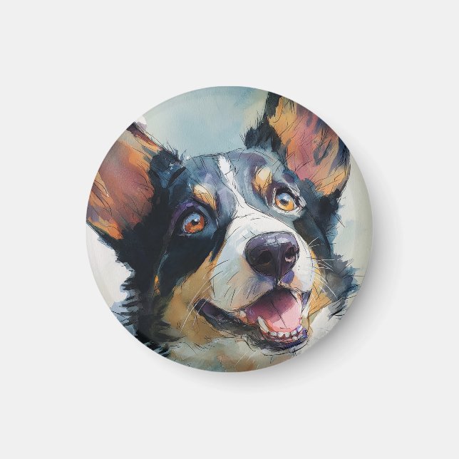 Cardigan corgi watercolor magnet (Vorne)