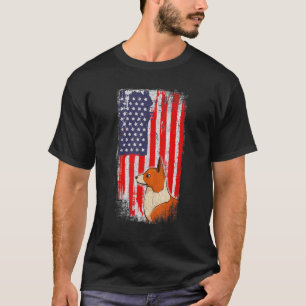 Cardigan Welsh Corgi Amerikanische Flagge Patrioti T-Shirt
